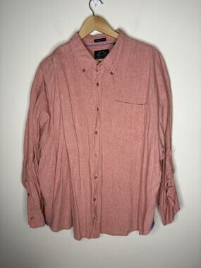 Bruno New York Mens 3X Long Sleeve Button Down Linen Blend Shirt Red Roll Tab